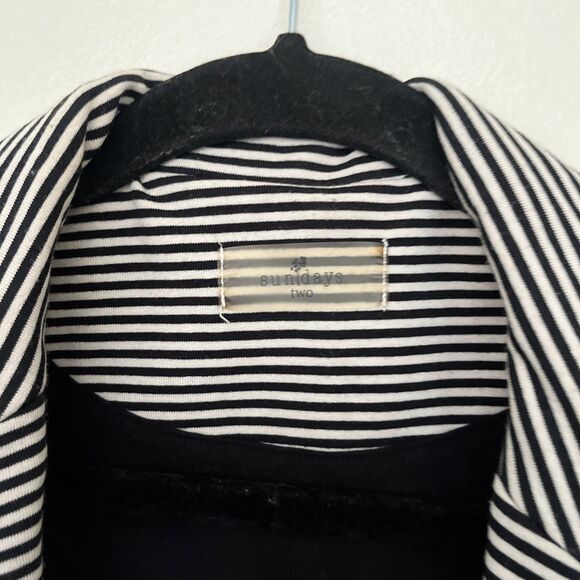 SUNDAYS Anthropologie Striped Open Jersey Blazer Cardigan, Black/White- Size 2 - Picture 7 of 11